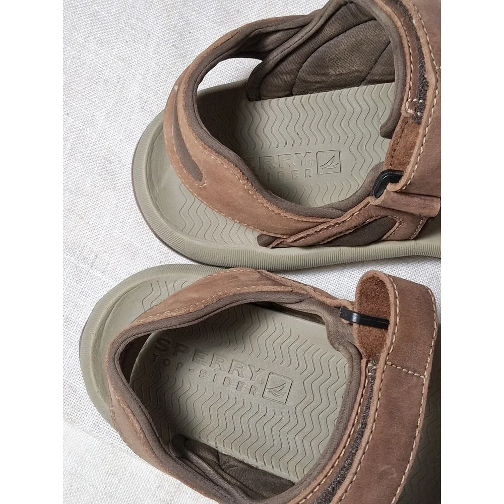 Sperry Top-Sider Mens Brown Leather Strappy Adjustable Sandals Size 9M